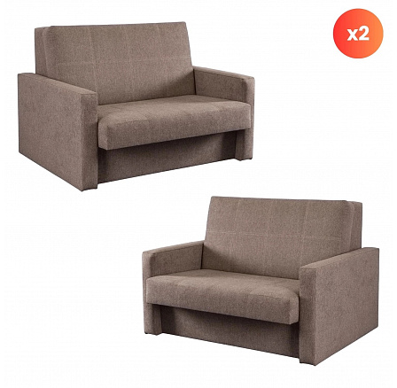 Sada 2x Dvojmiestne Kreslo Na Spanie MILAN 2 Béžové
