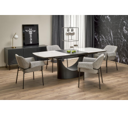 Jedálenský stôl OSMAN, efekt bieleho mramoru/čierny