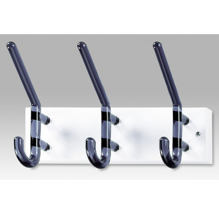 Nástenný vešiak - 3 háčiky, biely kov, dymové akrylové háčiky Nástenný vešiak - 3 háčiky, biely kov, dymové akrylové háčiky