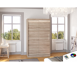 Posuvná skriňa s LED osvetlením COLLIN 120 Truffle+Truffle