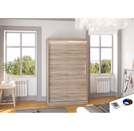 Posuvná skriňa s LED osvetlením COLLIN 120 Truffle+Truffle