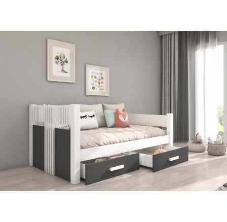 Jednolôžková posteľ BIBI 180x80 Biela+Antracit
