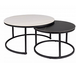 Konferenčný stôl FERRANTE B, Biely a čierny efekt mramoru/Čierny matný