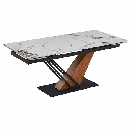 Stôl REX 2 Keramický Rozkladací 180-240 cm Biely Mramor/Dub