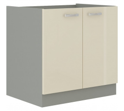 Kuchynská dolná skrinka KARPO 80 D 2F BB, krémový lesk/sivá