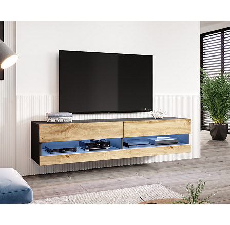 TV komoda VIGO NEW 180, čierna / dub wotan TV komoda VIGO NEW 180, čierna / dub wotan