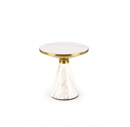 Konferenčný stôl TALBI, Efekt bieleho mramoru/Biela/Zlatá