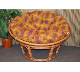 Ratanový papasan 100 cm koňak poduška okrová