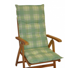 Poduška na teakové záhradné kreslo UNI excelent vysoké - látka zelená kocka