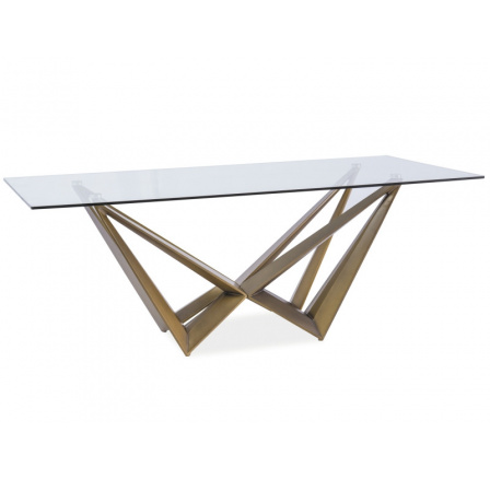 Jedálenský stôl ASTON, transparentný/medený