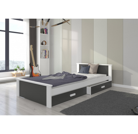 Posteľ ALDEX 200x90 Biela+Uhlíková