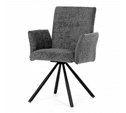 Jedálenská stolička, sivá látka, čierny kov, otočný mechanizmus 90°/90° (L/P) - funkcia reset
