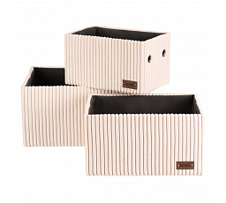 Koš regálový - manšestrový potah, krémový, cena za sadu 3 ks