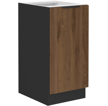 Dolná skrinka MONZA - 40 D 1F BB, Čierna mat/Orech