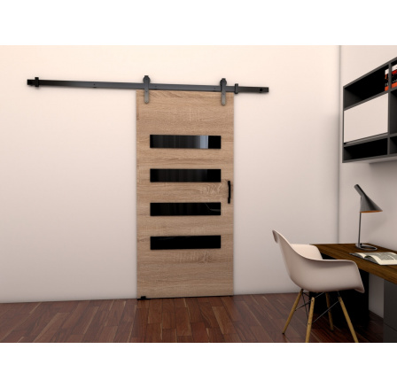 Posuvné dvere LOFT F80, Sonoma/čierna Posuvné dvere LOFT F80, Sonoma/čierna
