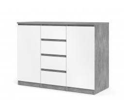 Komoda SIMPLICITY 236, Betón/Biely lesk