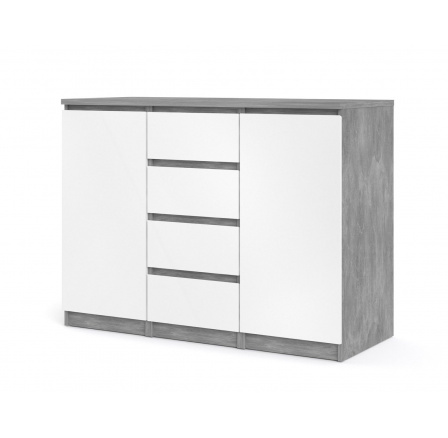 Komoda SIMPLICITY 236, Betón/Biely lesk Komoda SIMPLICITY 236, Betón/Biely lesk