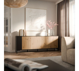 Komoda MERCI 200, čierna/ dub artisan