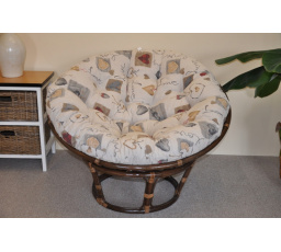 Ratanový papasan 110 cm hnedý poduška motív srdce LOVE