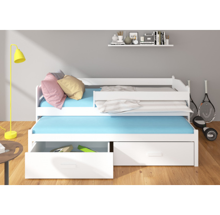 Manželská posteľ so zábranami a matracom TIARRO 200x90 White