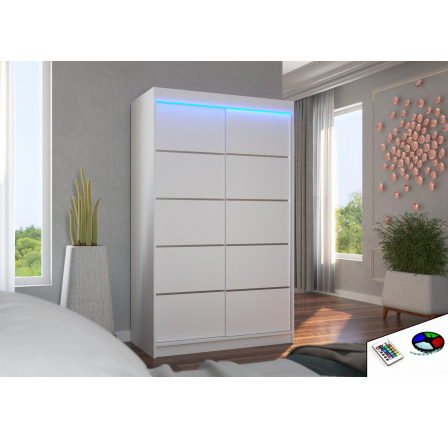 Posuvná skriňa s LED osvetlením BENISSO 120 Biela+Biela