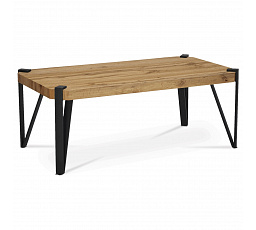 Konferenčný stolík, 110x60x42 cm, vrchná doska MDF, dekor divoký dub, kov - matná čierna