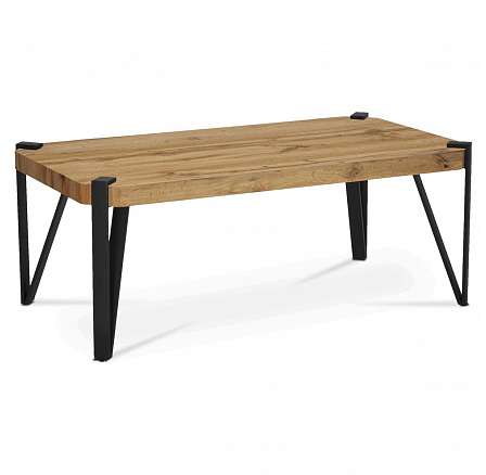 Konferenčný stolík, 110x60x42 cm, vrchná doska MDF, dekor divoký dub, kov - matná čierna