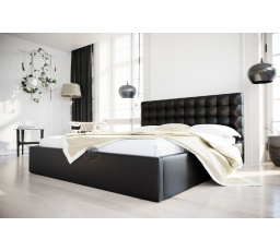 Posteľ LOFT - 200x200, Drevená, čierna eko koža