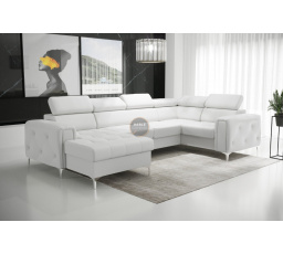 Rohová sedacia súprava ORION MAX III s funkciou spania 165x320x185 cm - biela eko koža, pravá