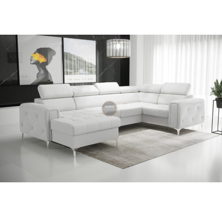 Rohová sedacia súprava ORION MAX III s funkciou spania 165x320x185 cm - biela eko koža, pravá Rohová sedacia súprava ORION MAX III s funkciou spania 165x320x185 cm - biela eko koža, pravá