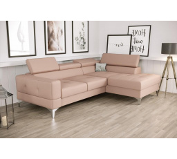 Rohová sedacia súprava TOSCANIA MINI prírodná koža 170x250 cm - ružová, pravá