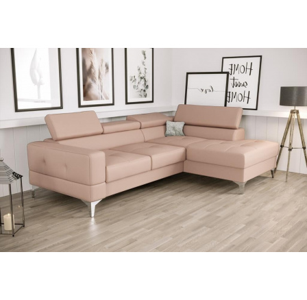 Rohová sedacia súprava TOSCANIA MINI prírodná koža 170x250 cm - ružová, pravá