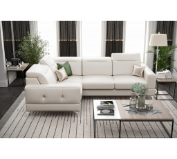 Rohová sedacia súprava MALIBU prírodná koža 250X180 cm - ľavá, Koža biela