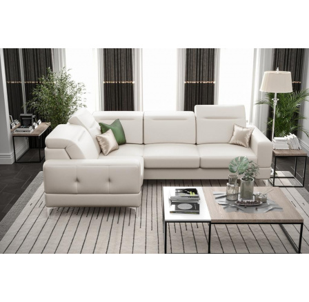 Rohová sedacia súprava MALIBU prírodná koža 250X180 cm - ľavá, Koža biela Rohová sedacia súprava MALIBU prírodná koža 250X180 cm - ľavá, Koža biela