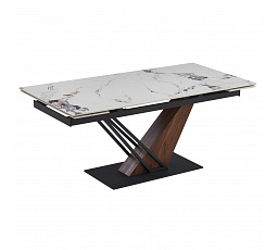 Stôl REX 2 Keramický Rozkladací 180-240 cm Biely Mramor/Orech
