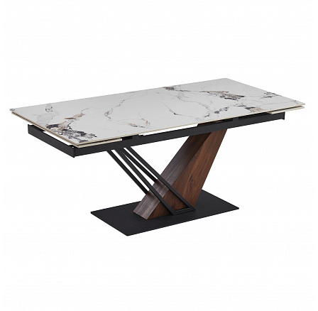 Stôl REX 2 Keramický Rozkladací 180-240 cm Biely Mramor/Orech