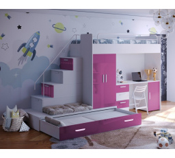 Posteľ PARADISE 5, Biela Ružová Lesk