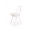 Jedálenská stolička K245, Biela/Transparentná