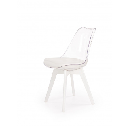 Jedálenská stolička K245, biela/transparentná
