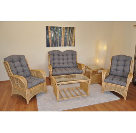 Ratanová sedacia súprava Oliver honey, sivé odlesky