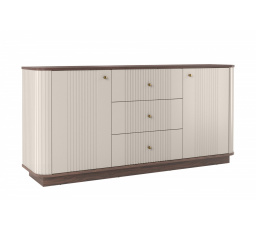 VESPER KOMODA 160 2D3SZ - kašmír mdf / orech / zlaté úchyty / sokel