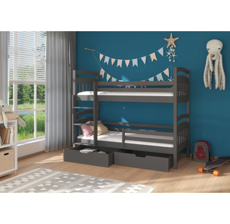 Dvojlôžková poschodová posteľ ADA 200x90 Grafit