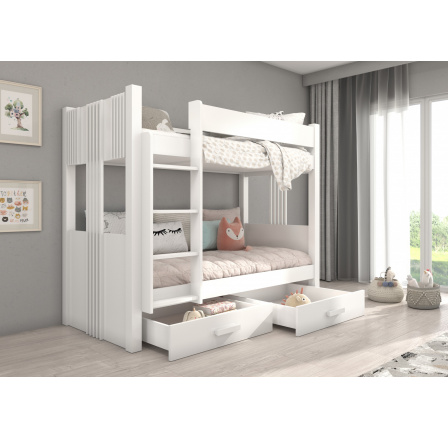 Dvojlôžková poschodová posteľ ARTA 180x80 Biela+Biela