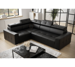 Rohová sedacia súprava MARGO II 270×197 prírodná koža - čierna koža, ľavá