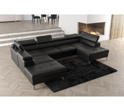 Rohová sedacia súprava TOSCANIA MAX II 170x350x220 - čierna eko koža, ľavá