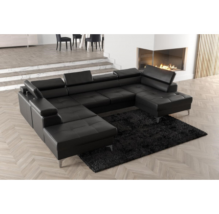 Rohová sedacia súprava TOSCANIA MAX II 170x350x220 - čierna eko koža, ľavá