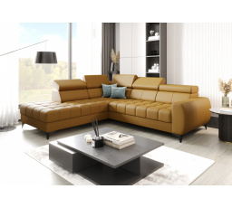 Rohová sedacia súprava PORTO prírodná koža 225x255 cm - ľavá, Koža horčicový mat