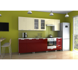 Kuchynská linka Parkour KRF 260 vanilkový/vínový lesk