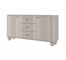 Komoda so zásuvkami Vesper 160 cm - kašmír / čierne úchyty / nohy gule