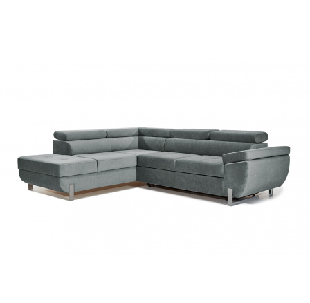 Rohová sedacia súprava s nastaviteľnými opierkami hlavy Annabelle Modern Salvador 14 Grey Side Left